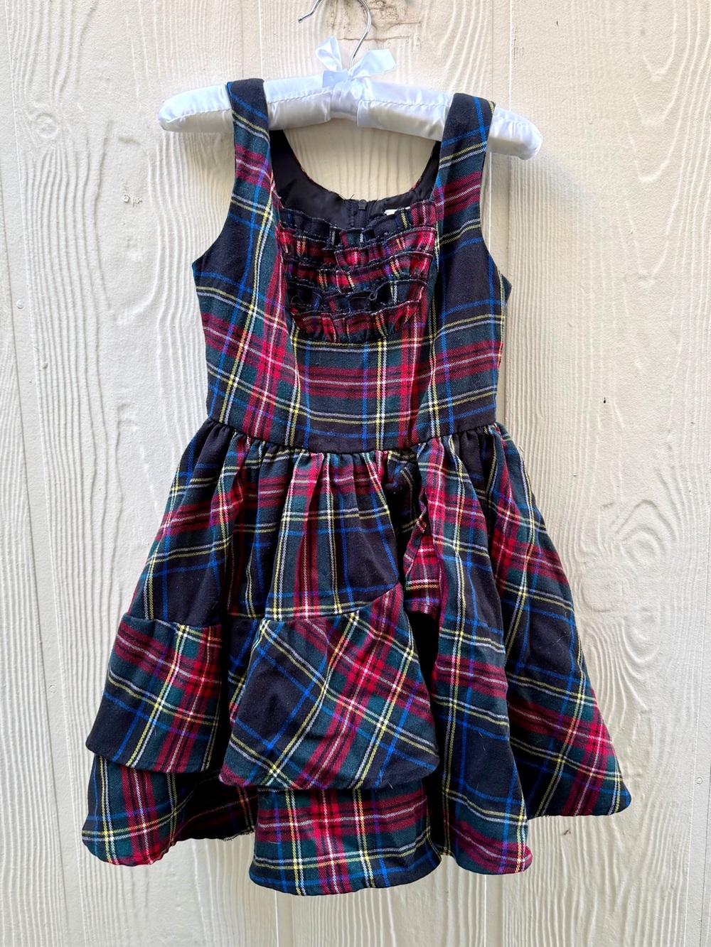 Girls Harajuku Lovers Navy and Red Plaid Sleeveless Dress